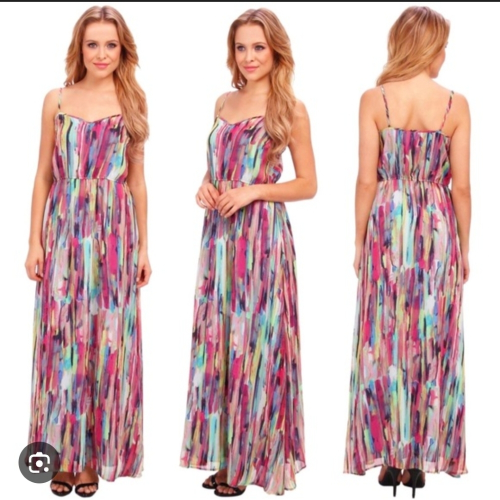 Jack BB Dakota Multicolor Abstract Print Sleeveless Maxi Dress Size 6 –Like New
